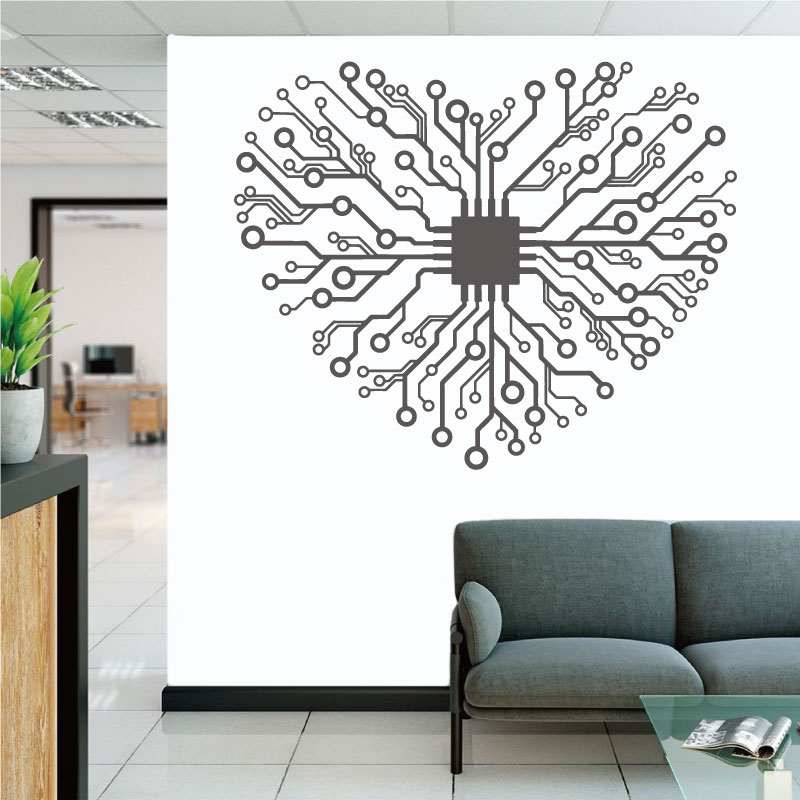 Office Tech Software - Autocollant mural en vinyle Love Chip