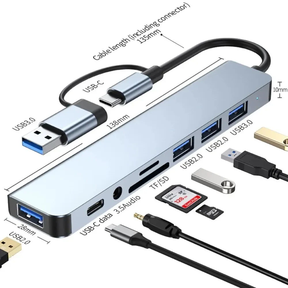 Multi Port Usb Hub - Hub USB-C 8 en 2 avec