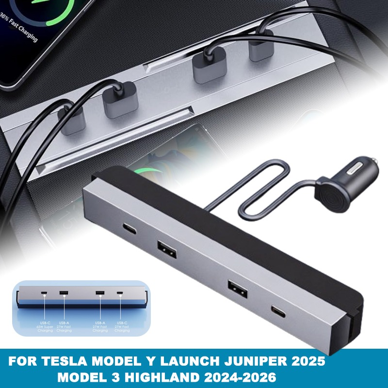 Multi Port Usb Hub - Adaptateur de console centrale pour voiture,