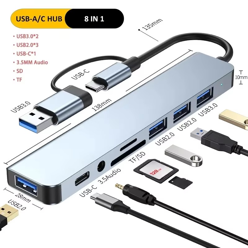 Hub USB Type C 8 en 1, extensi - Multi Port Usb Hub avis et prix