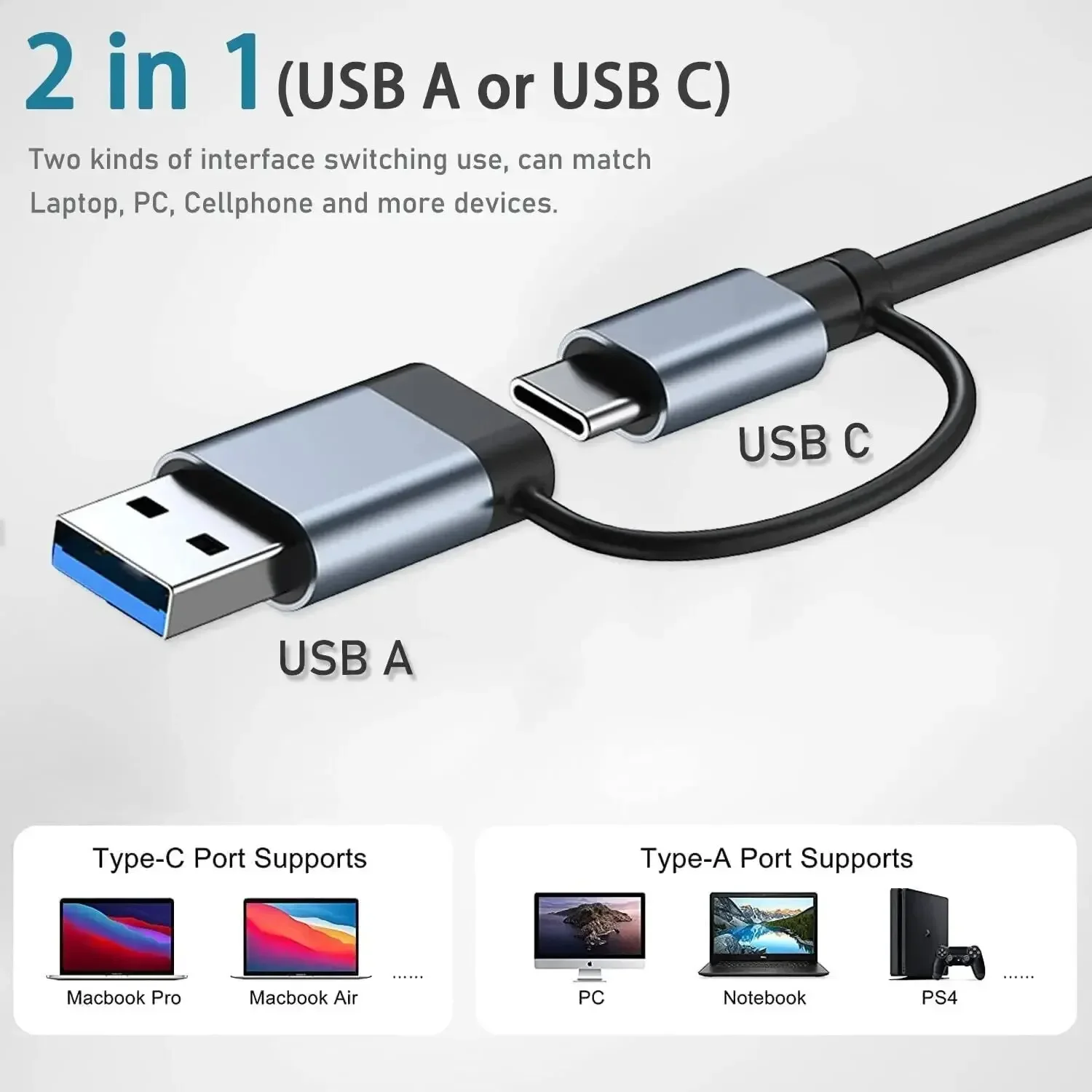 Hub USB-C 8 en 2 avec lecteur  - Multi Port Usb Hub avis et prix